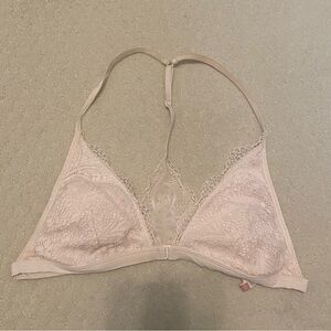 Ardene Delicate Lace Triangle Bralette with Racerback Straps in Light Pink